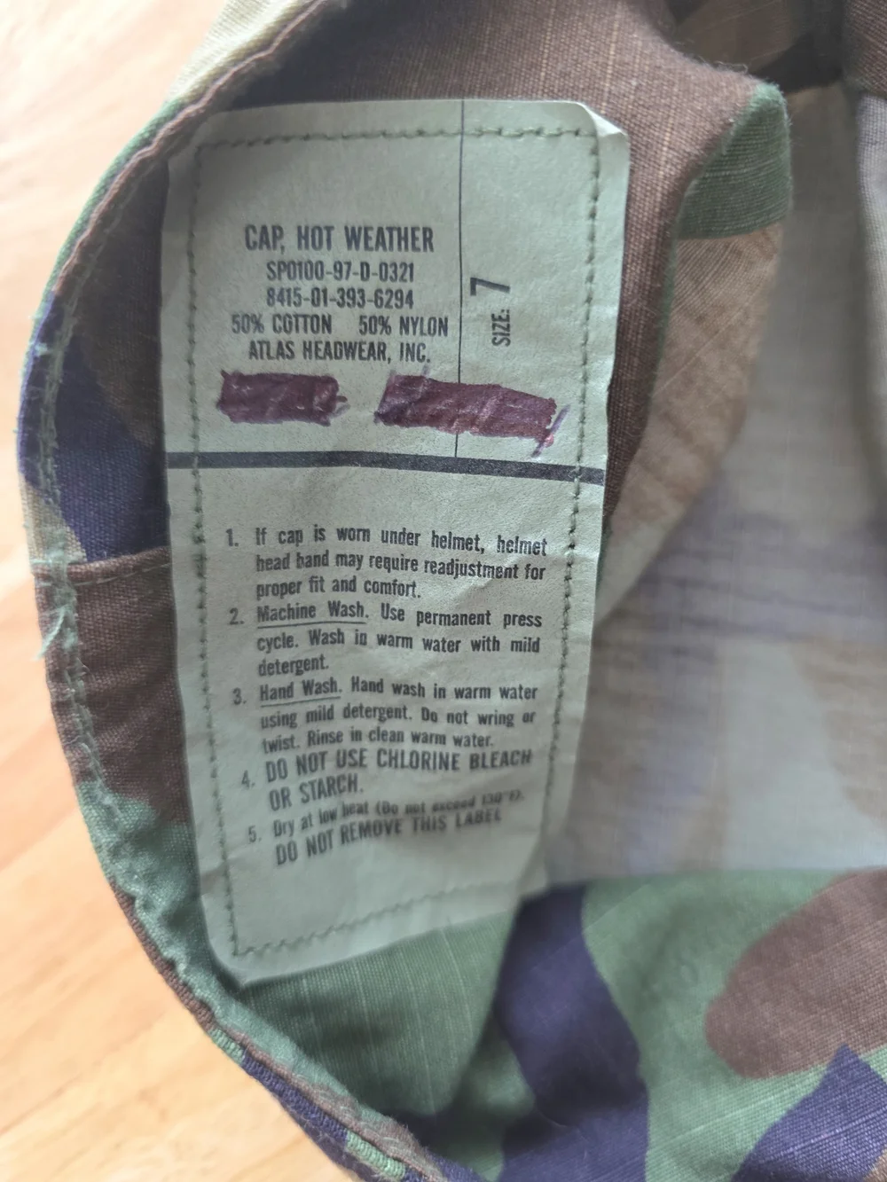 Vintage Atlas Headwear Camo Cap Size 7